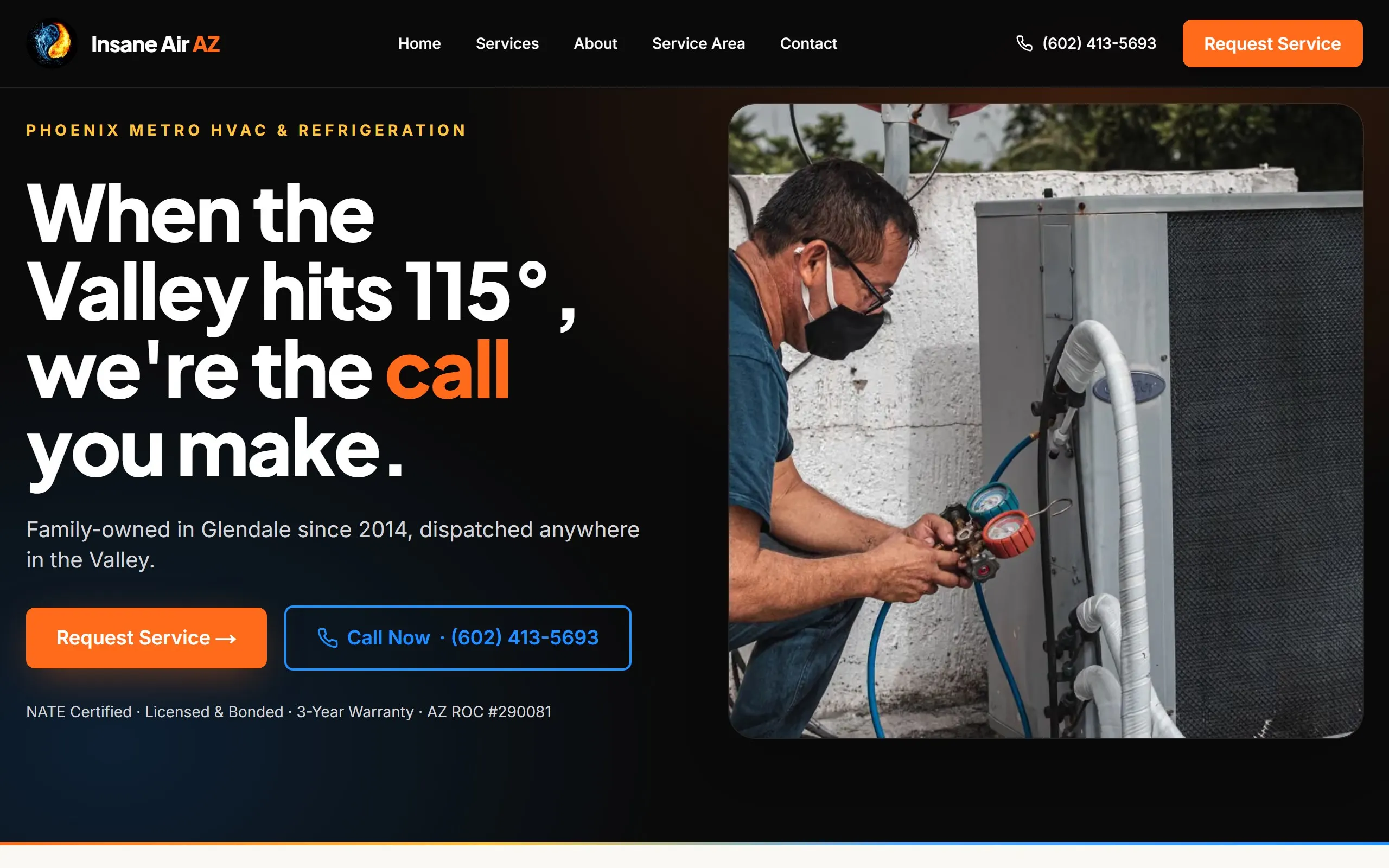 Insane Air AZ website preview