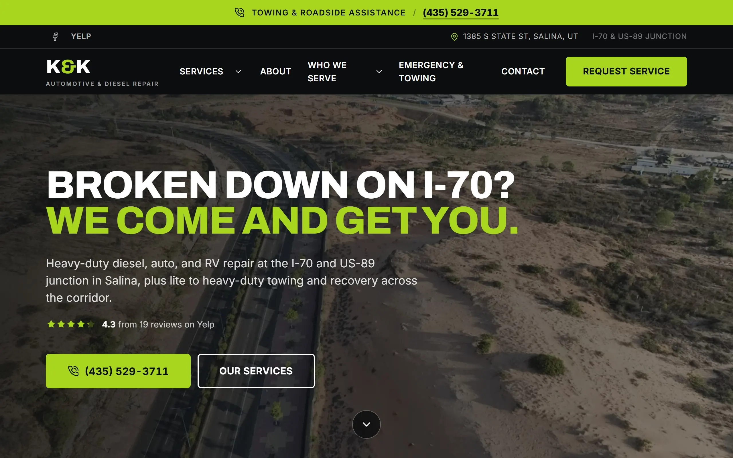 K&K Automotive & Diesel Repair website preview