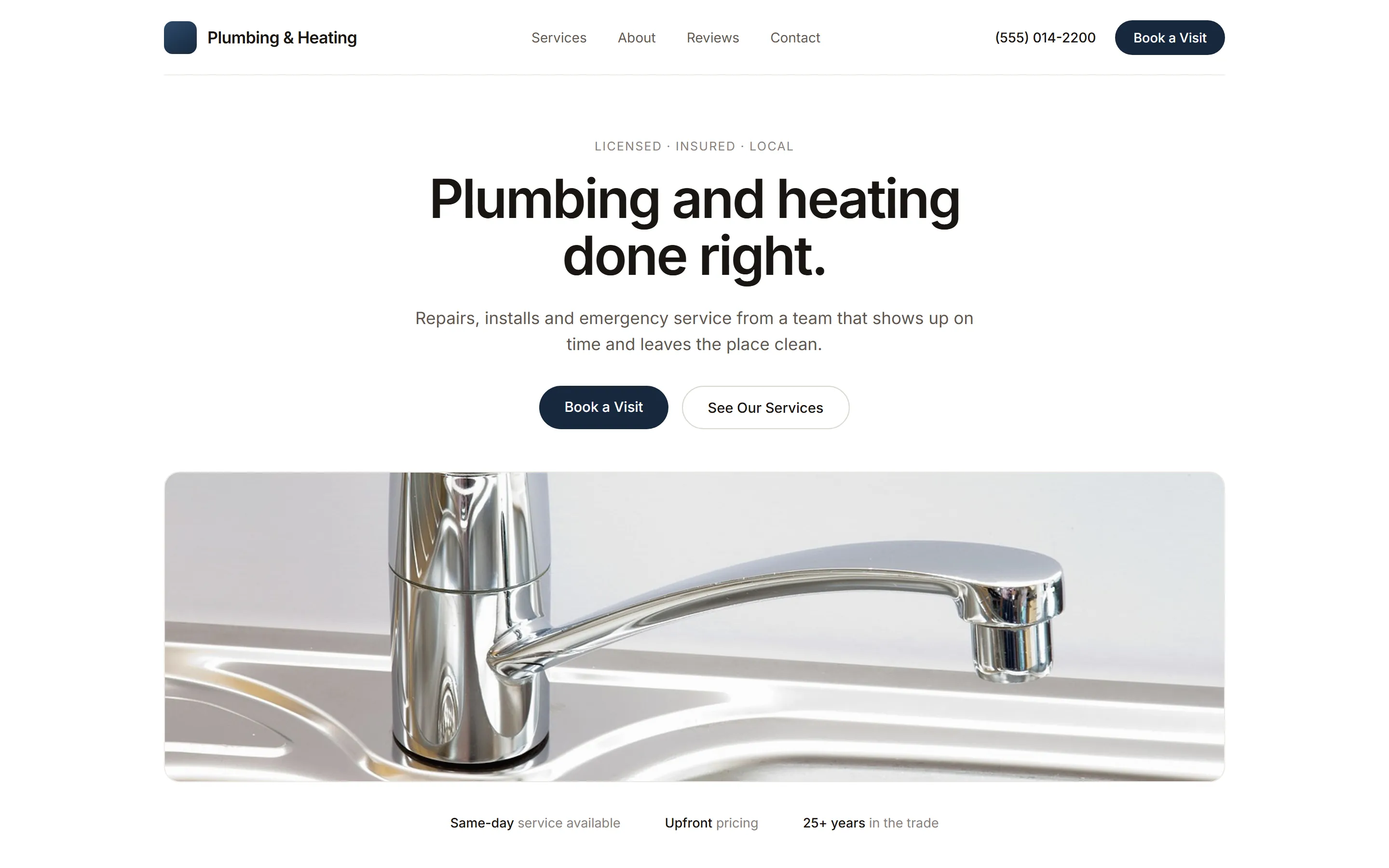 Illustrative mockup of a clean, modern service-business website