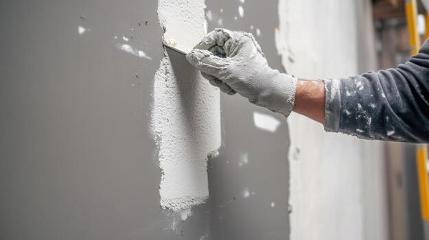 Drywall repair showing smooth finished wall