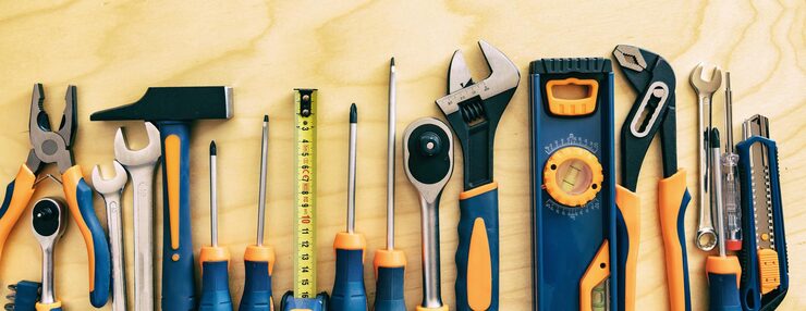 Organized tools on workshop wall